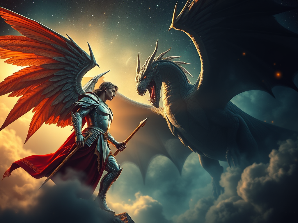 St. Michael the Archangel battling Satan the dragon